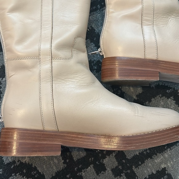 Cream leather boots - Picture 3 of 5